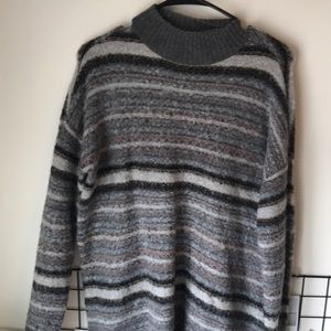 Striped high neck sweater